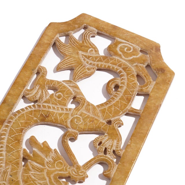 Tan Chinese Carved Jade Plaque or Amulet For Sale - Image 8 of 10