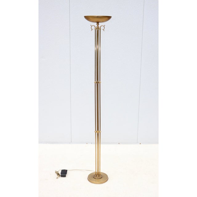 1980s 1980's Italian Torchiere Brass Floor Lamps For Sale - Image 5 of 18