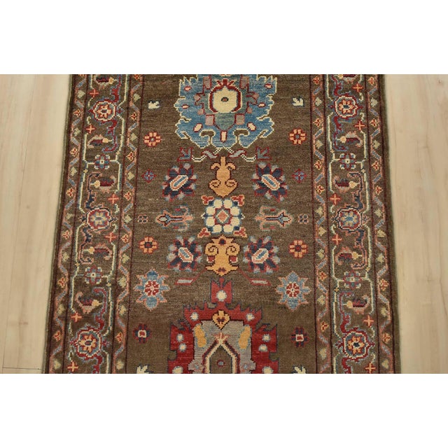 2020s Kazak Runner 2’8” X 10’1” Brown Wool Traditional Hand-Knotted Oriental Rug For Sale - Image 5 of 14