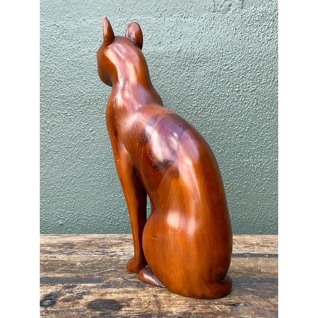Vintage Carved Wood Cat For Sale - Image 4 of 13