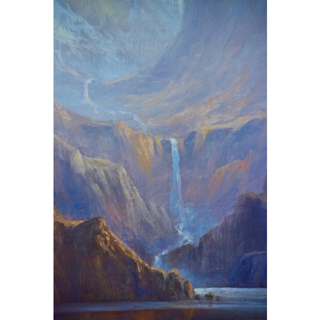 Realism Native American Camp by a Lake & Waterfall, Limited Edition Signed Hartwig Print For Sale - Image 3 of 7