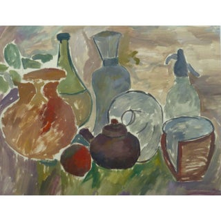 Mariano Acha, Tempera Pottery Still Life For Sale