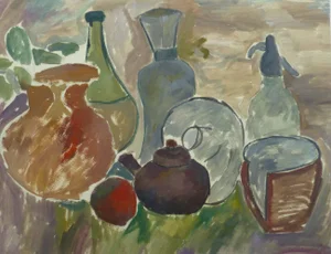 Mariano Acha, Tempera Pottery Still Life