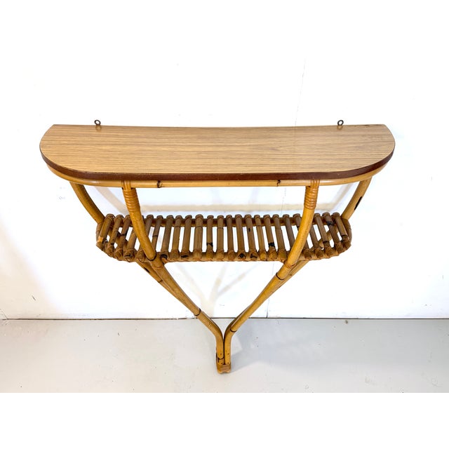 Demilune Console Table in Bamboo and Formica, Italy, 1970s For Sale - Image 12 of 12