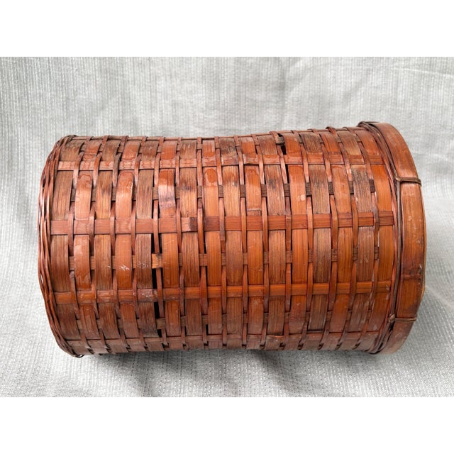 Wood Vintage Bamboo Waste Basket For Sale - Image 7 of 13