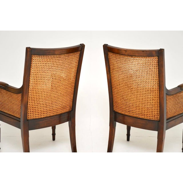 1930s Antique Regency Mahogany and Leather Cane Back Armchairs, 1930s, Set of 2 For Sale - Image 5 of 15