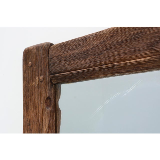 Brown Antique Rustic Oak Wall Mirror, France, 1820s For Sale - Image 8 of 11