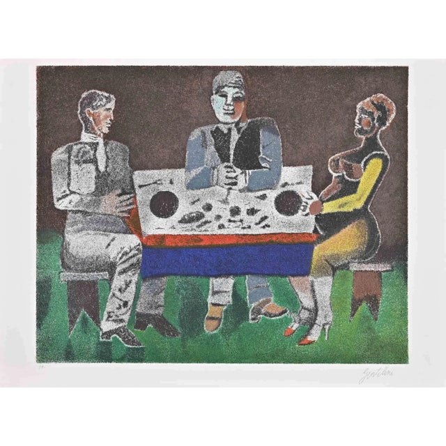Contemporary Franco Gentilini, The Dinner, Lithograph, 1970-1980 For Sale - Image 3 of 3