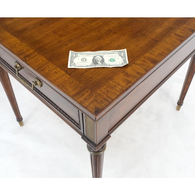 Pair Banded Top Fluted Tapered Legs One Drawer Low Profile End Tables Stands MINT!