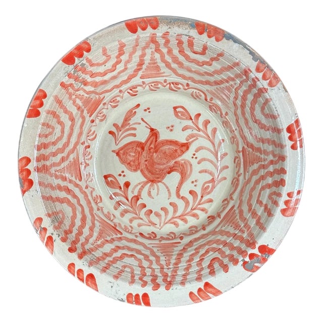 Spanish Large Red Fajalauza Ceramic Lebrillo Bowl For Sale