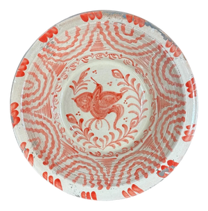 Spanish Large Red Fajalauza Ceramic Lebrillo Bowl