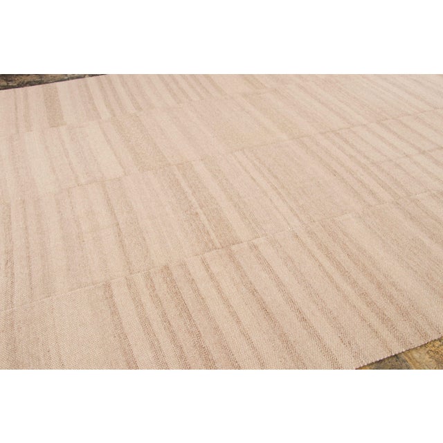 Traditional Vintage Panelled Kilim Wool Rug With Stripes in Beige by Rug & Kilim, 1950-1959 For Sale - Image 3 of 9