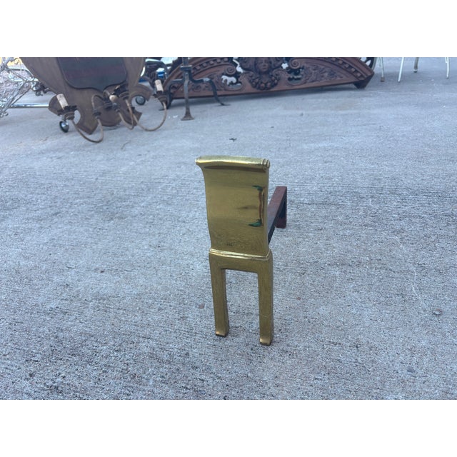 Pair of Modernist Brass Andirons For Sale - Image 12 of 12