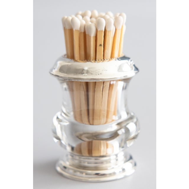 Traditional Vintage Sterling Silver & Glass Match Striker Holder For Sale - Image 3 of 9