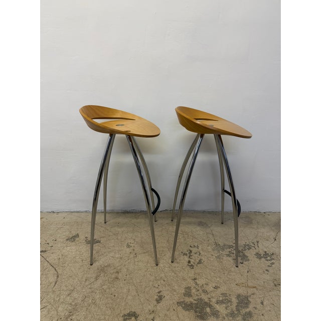 Pair of Lyra bar height stools designed by Sigurdur Thorsteinsson for Design Group Italia and manufactured by Magis circa...