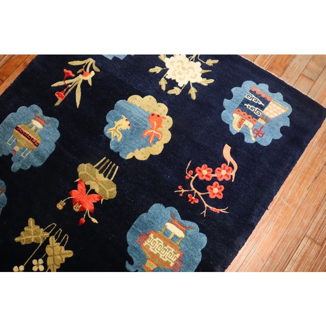 Scatter size Pictorial Motif Tibetan rug from the 2nd quarter of the 20th century. Measure: 3'5'' x 5'6''.