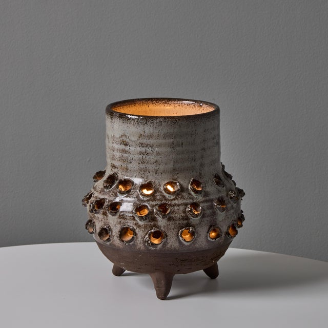 1970s Erik Glud Studio Crafted Stoneware Footed Table Lamp For Sale - Image 17 of 18