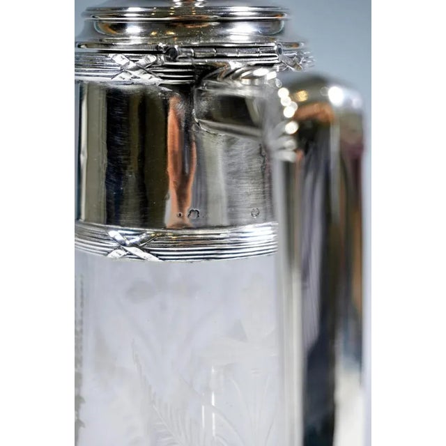 Art Nouveau Glass Carafe with Silver Fitting by Alexander Sturm, 1890s For Sale - Image 6 of 8