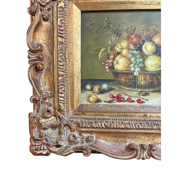 Mid 20th Century European-Style Still Life Fruit Painting in Ornate Gilt Frame For Sale In Los Angeles - Image 6 of 6