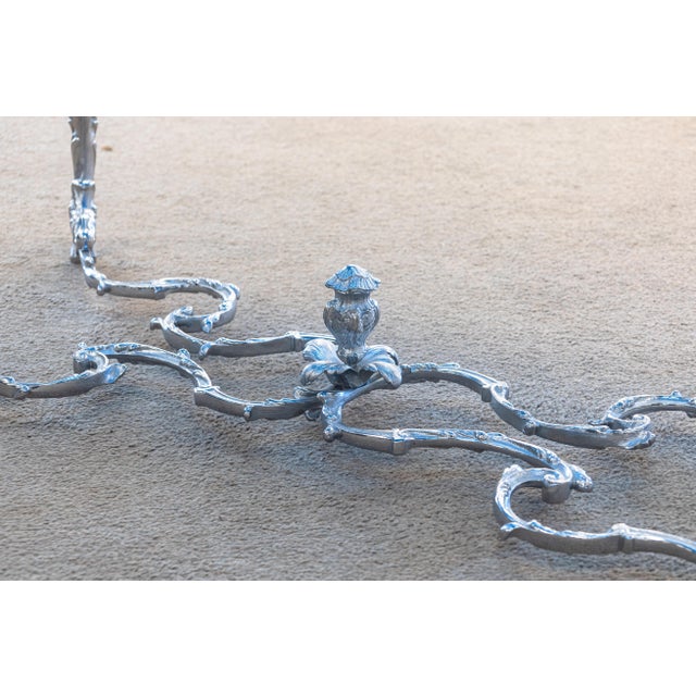 Maison Charles Regence Contemporary Blue Glass & Silver French Coffee Table For Sale In Detroit - Image 6 of 7