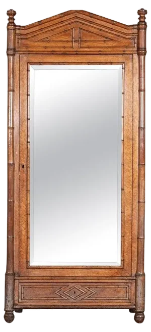 19th Century French Faux Bamboo Walnut Mirror, 1870s