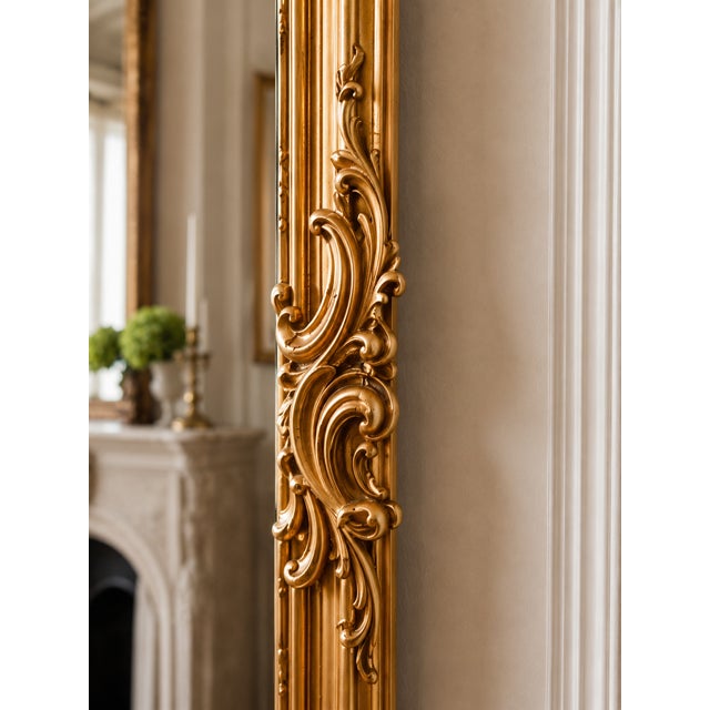 1970s French Rococo Gold Wood Floor Mirror For Sale - Image 11 of 13