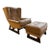Vintage Wingback Lounge Chair and Custom Ottoman Reupholstered in Pollack Fabric For Sale