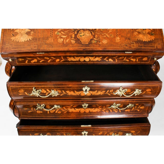 Antique 18th Century Dutch Walnut Marquetry Bureau Cabinet For Sale - Image 15 of 18