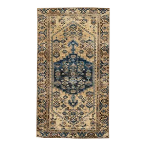 Vintage Distressed Medallion Brown Wool Runner