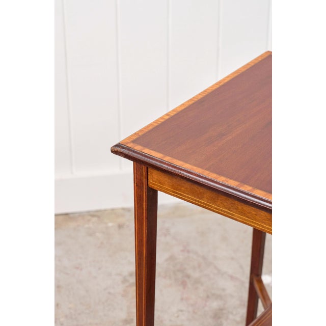 1900 - 1909 Early 20th Century Square Edwardian Two-Tier Side Table For Sale - Image 5 of 7