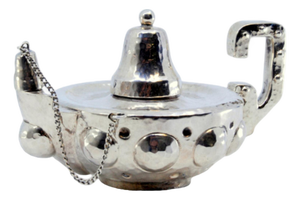 Hammered Silver Lamp with Reliefs