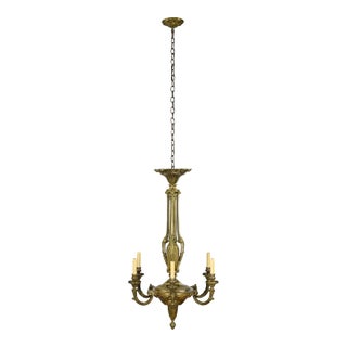 Antique French Bronze Ornate 6 Arm Chandelier - Restored For Sale