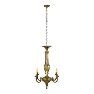 Antique French Bronze Ornate 6 Arm Chandelier - Restored