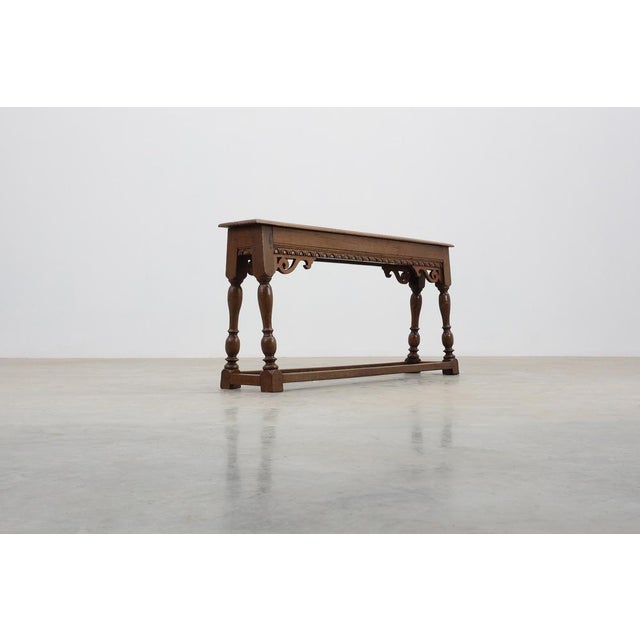 Rustic Antique Jacobean Carved Oak Bench, 1600s For Sale - Image 3 of 13