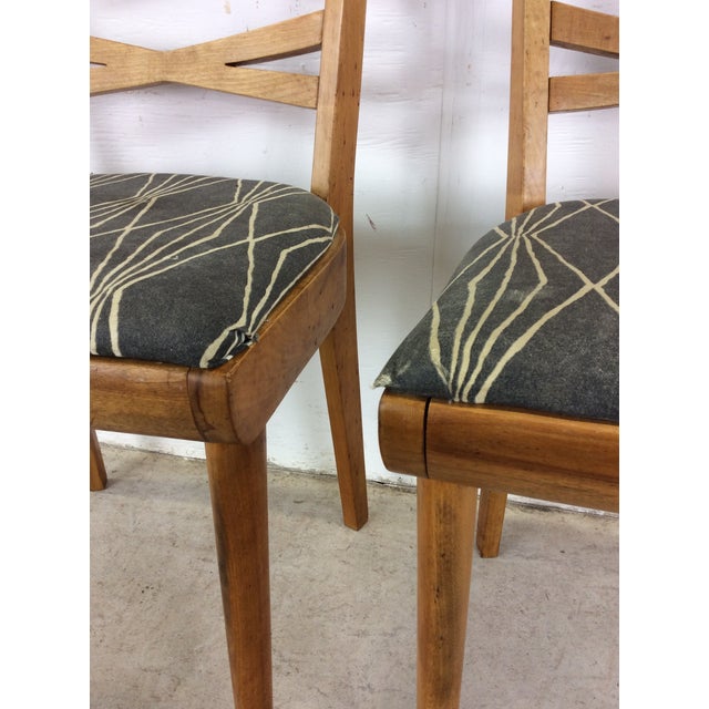 Textile Pair of Mid Century Modern Dining Chairs by Heywood Wakefield With Newer Upholstery For Sale - Image 7 of 12