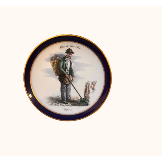 Vintage Porcelain Plates | Paris Echt Cobalt Gold Trim Plates- Set of 6 For Sale - Image 4 of 9