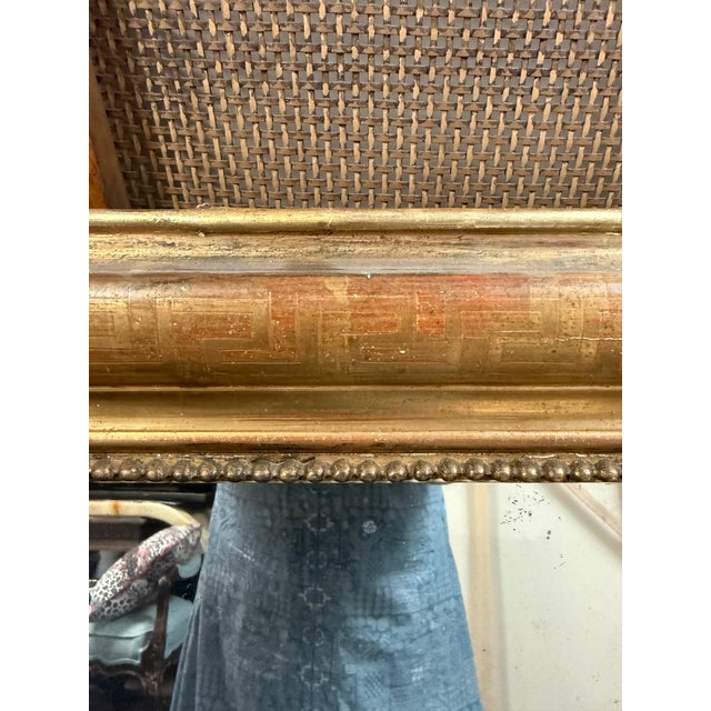 19th-C. French Louis Philippe Gold Leaf & Greek Key Giltwood Mirror For Sale - Image 4 of 9