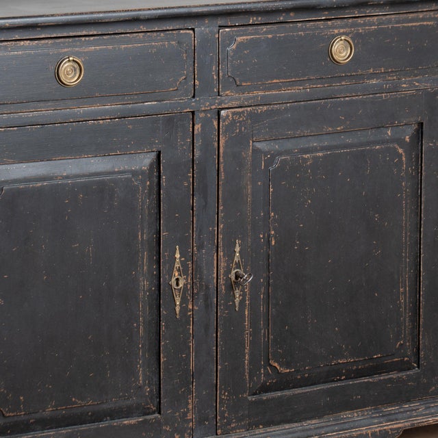 19th Century Swedish Black Painted Pine Sideboard Buffet For Sale - Image 9 of 15