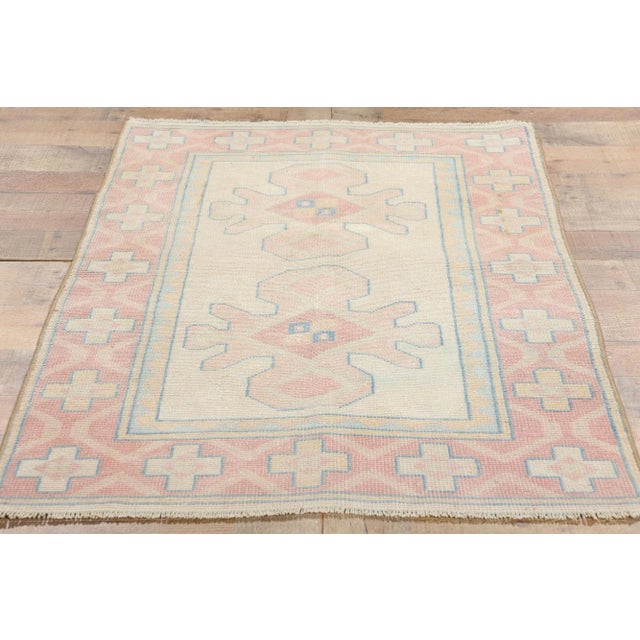 Pink Vintage Turkish Pink Oushak Rug - 02'08 X 04'04 For Sale - Image 8 of 9