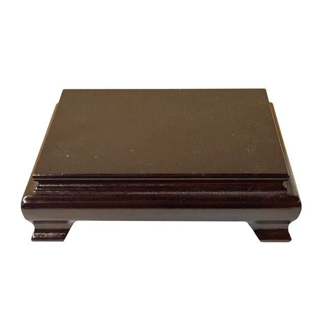 Asian 7" Dark Brown Wood Square Flare Legs Display Stand Riser Easel For Sale - Image 3 of 6