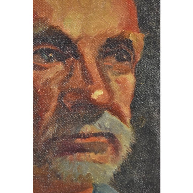 Vintage Oil Painting Portrait of Bald Man With Gray Goatee For Sale - Image 4 of 8
