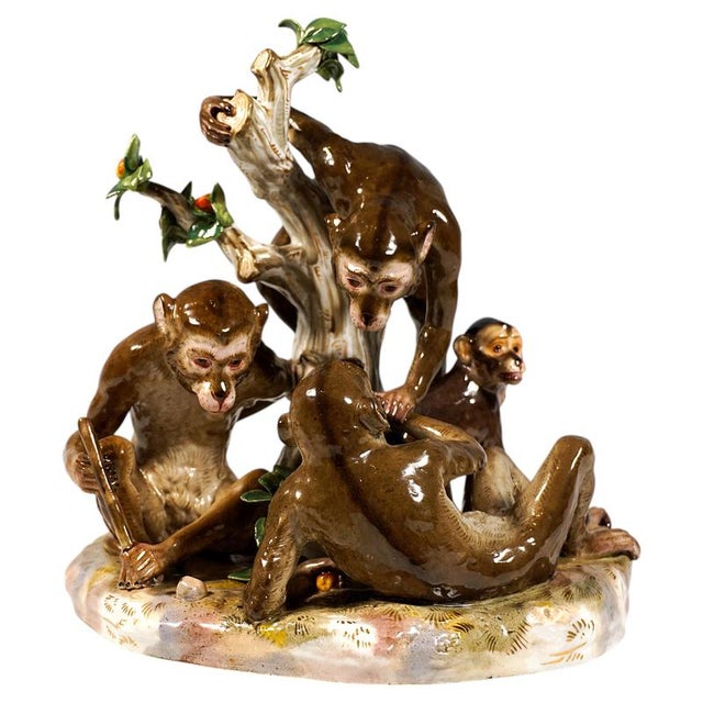 Large Gang of Monkeys Animal Group by E.A. Leuteritz for Meissen, 1880s For Sale - Image 9 of 9