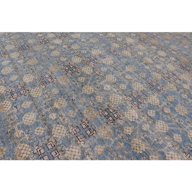 Modern Large Khotan Rug by Keivan Woven Arts in Blue and Ivory 11'9 X 14'9 For Sale - Image 15 of 17