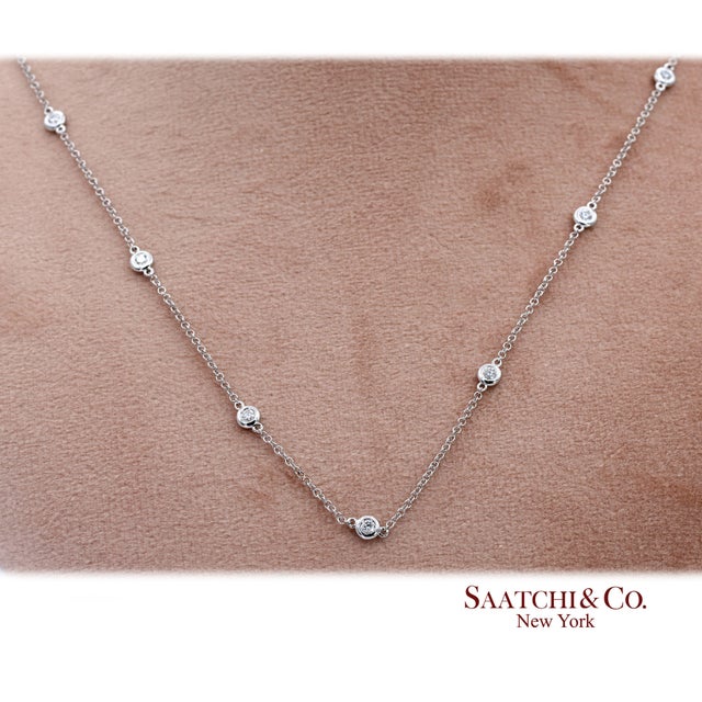 14k(585) White Gold Natural Diamond Adjustable by the Yard Necklace/Pendant For Sale - Image 11 of 12