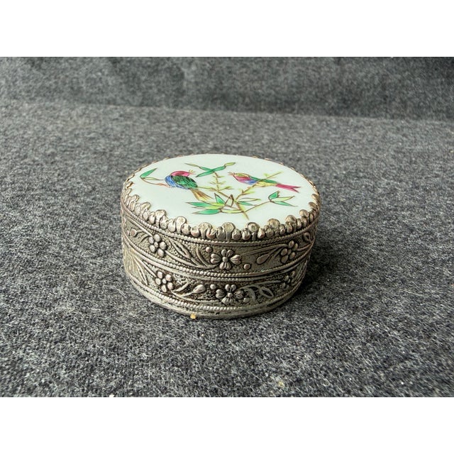 Vintage Chinese Round Porcelain Shard Ring Trinket Box For Sale - Image 9 of 12