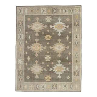 Earth-Tone Turkish Oushak Rug - 09'03 X 12'01 For Sale