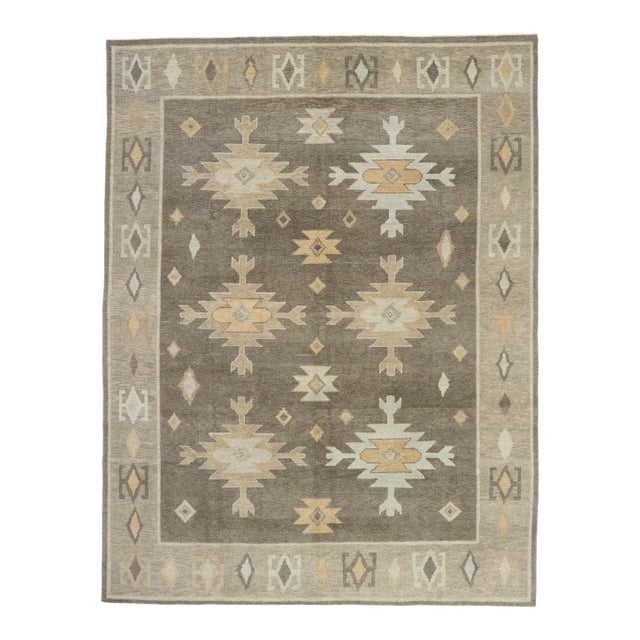 Earth-Tone Turkish Oushak Rug - 09'03 X 12'01 For Sale