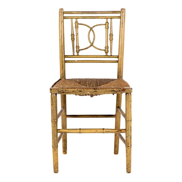 Georgian Side Chair with Rattan Seat For Sale