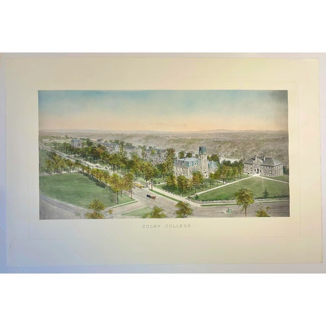 American Colby College Engraving, After Richard Rummell, c.1913 — Hand-Colored Re-Strike on Wove Paper, Large Format For Sale - Image 3 of 5