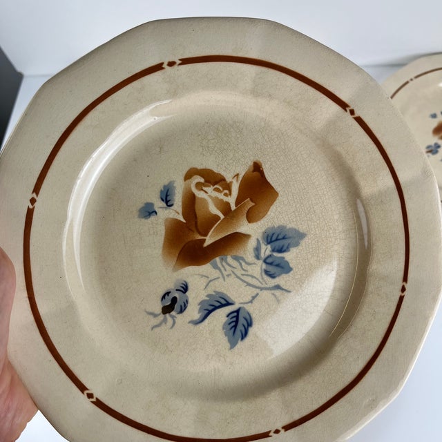 Vintage Dinner Plates with Floral Motif from Sarreguemines, 1920s, Set of 6 For Sale - Image 10 of 11